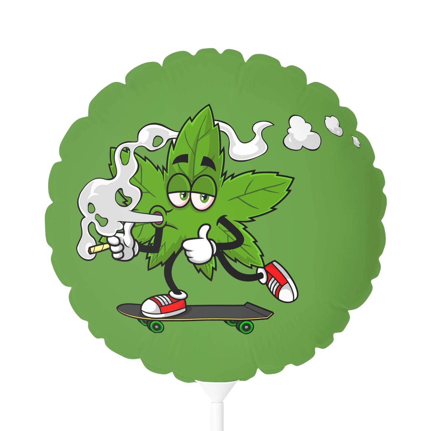 Marijuana Reggae Pot Leaf Man Smoking A Joint With Red Sneakers Style 4, Green Balloon (Round and Heart-shaped), 11"