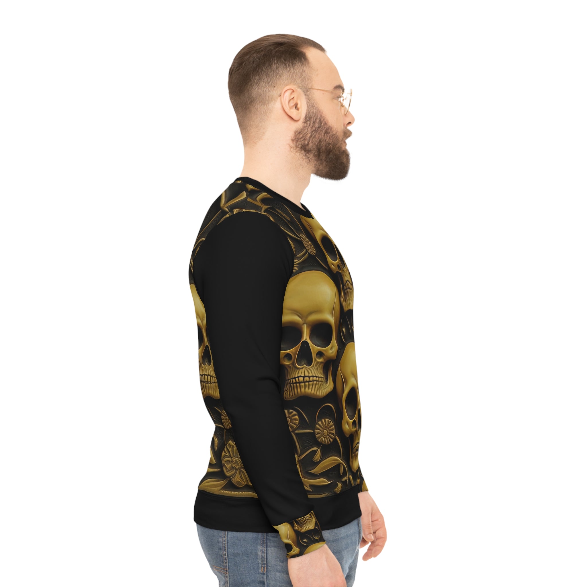 Metallic Chrome Skulls and classic Designed Background Style 15 Lightweight Sweatshirt (AOP)