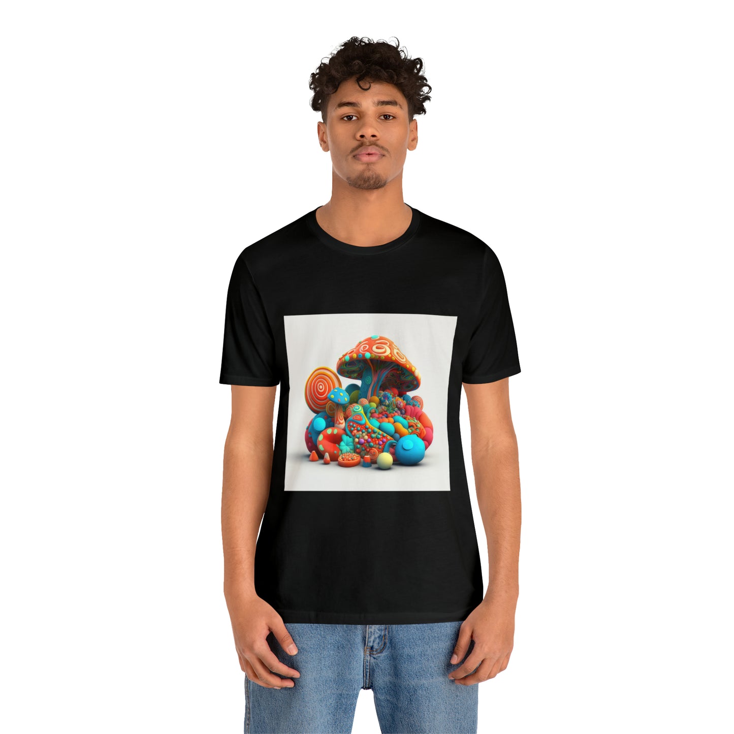 Hippie Mushroom Color Candy Style Design Style 1Unisex Jersey Short Sleeve Tee