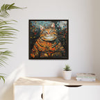 Mosaic Majesty: The Regal Cat, Framed Mosaic Cat Art Print — Colorful Modern Wall Canvas