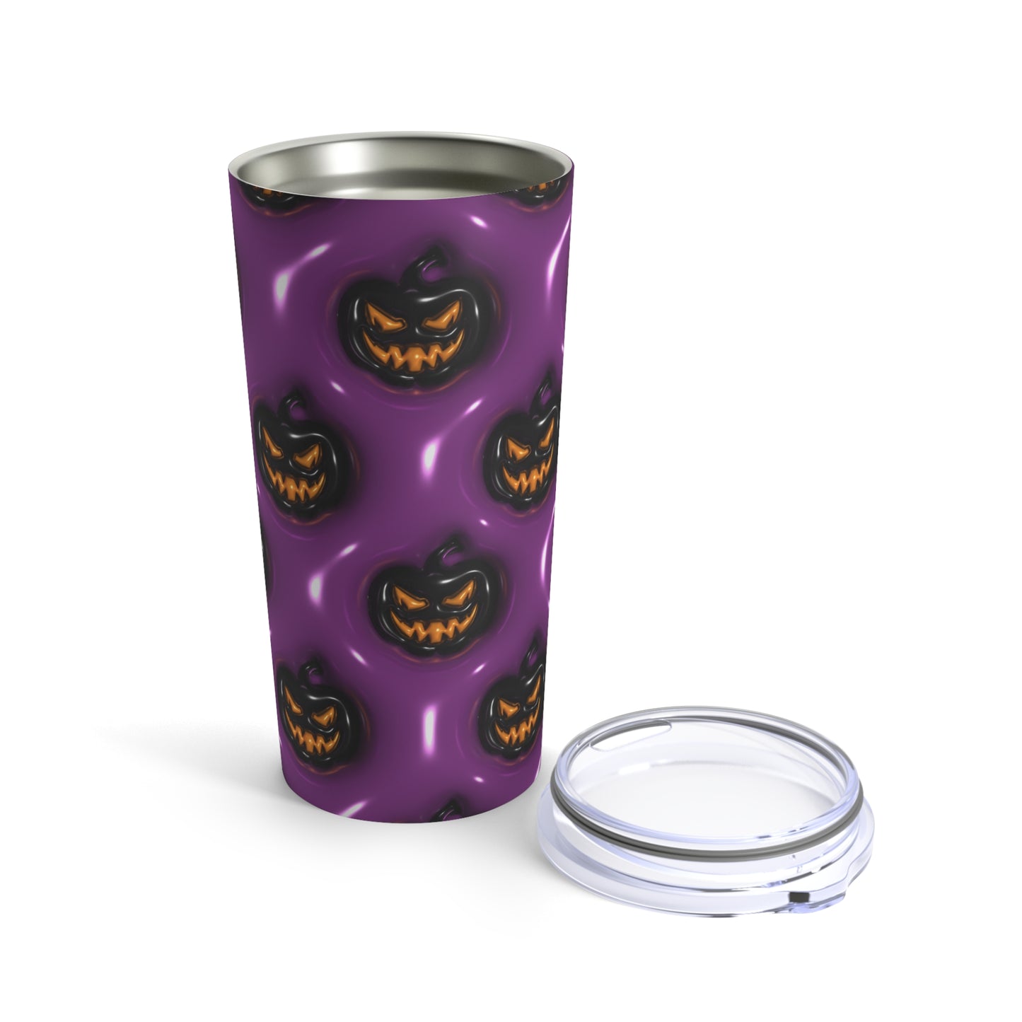 Black Halloween Pumpkins With Purple Background 3-D Puffy Halloween By Mulew Art Tumbler 20oz