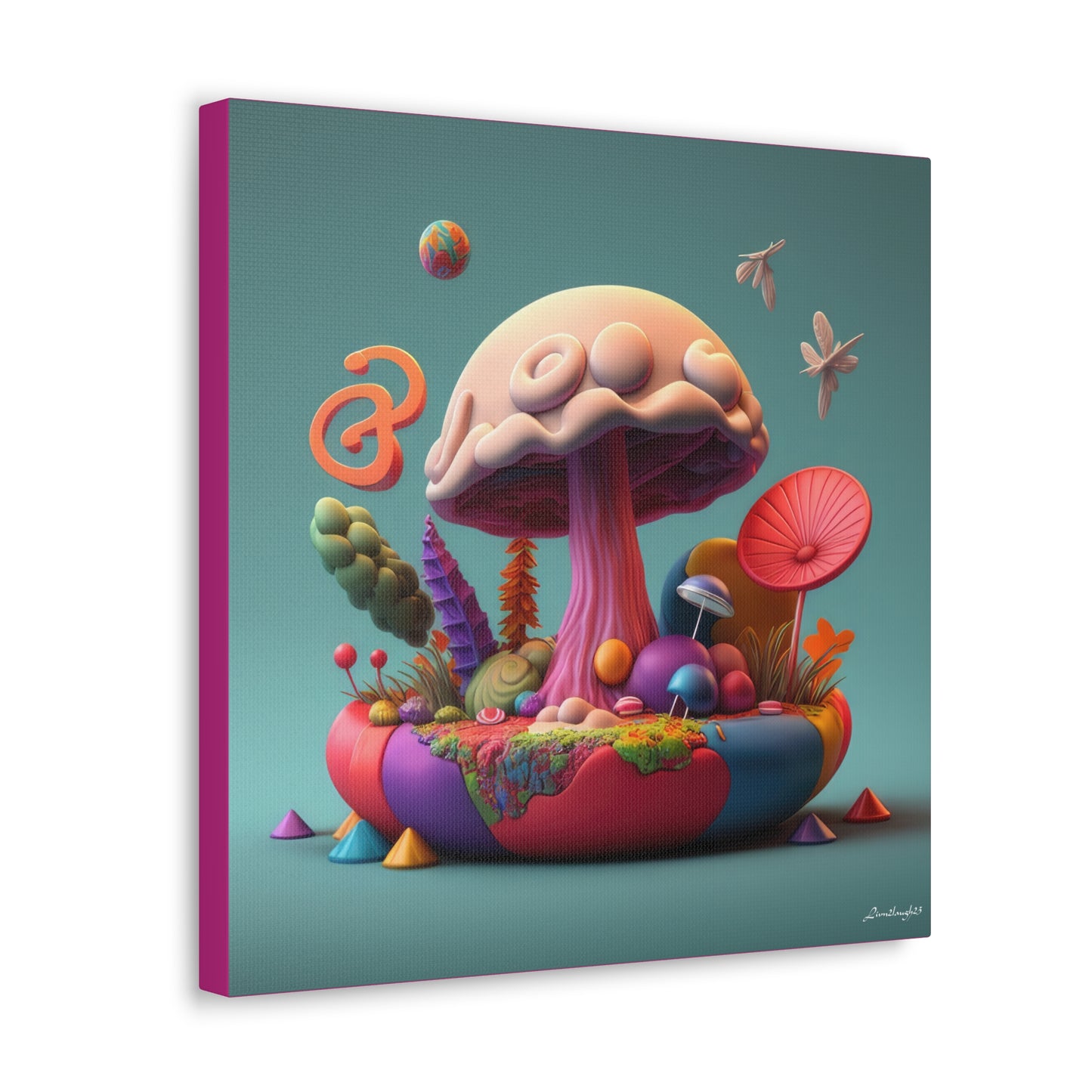 Gummy-Candy Style Mushroom Fun Bliss Cute Flowers Canvas Gallery Wraps