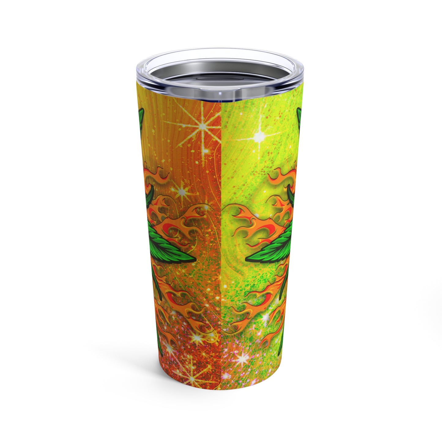 Amazing Orange Green Collage Marijuana Elegantly Designed 420 Weed Tumbler 20oz