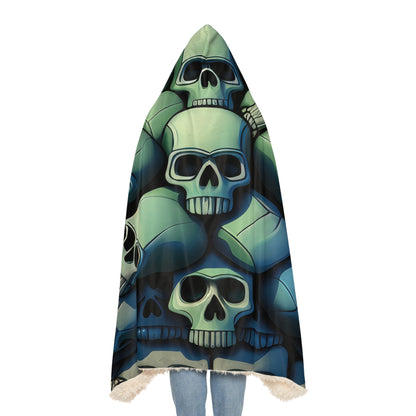 Deeply Detailed Blue And Grey Skulls Cement Background Snuggle Blanket