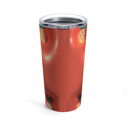 Pineapple With Summer In Green With Reddish Background 3-d Puff With Tumbler 20oz