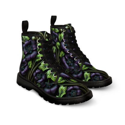 Gothic Bold & Beautiful flower floral Style 4 Men's Canvas Boots