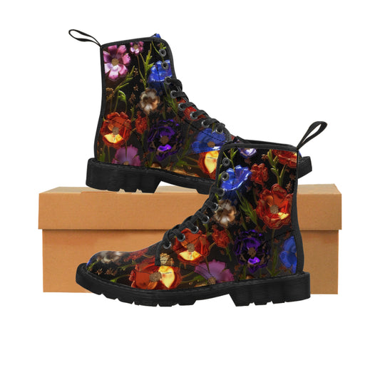 Bold & Beautiful & Metallic Wildflowers, Gorgeous floral Design, Style 7 Women's Canvas Boots