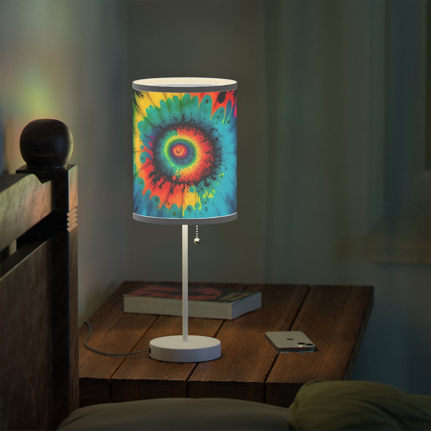 Bold And Beautiful Tie Dye Style 4 Lamp on a Stand, US|CA plug