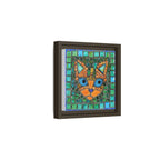 "Emerald Eyes Mosaic Cat", Framed Mosaic Cat Art Print — Colorful Modern Wall Canvas