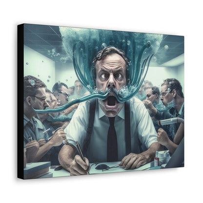 Head Under Water At The Office Under Corporate Stress And Pressure Canvas Gallery Wraps