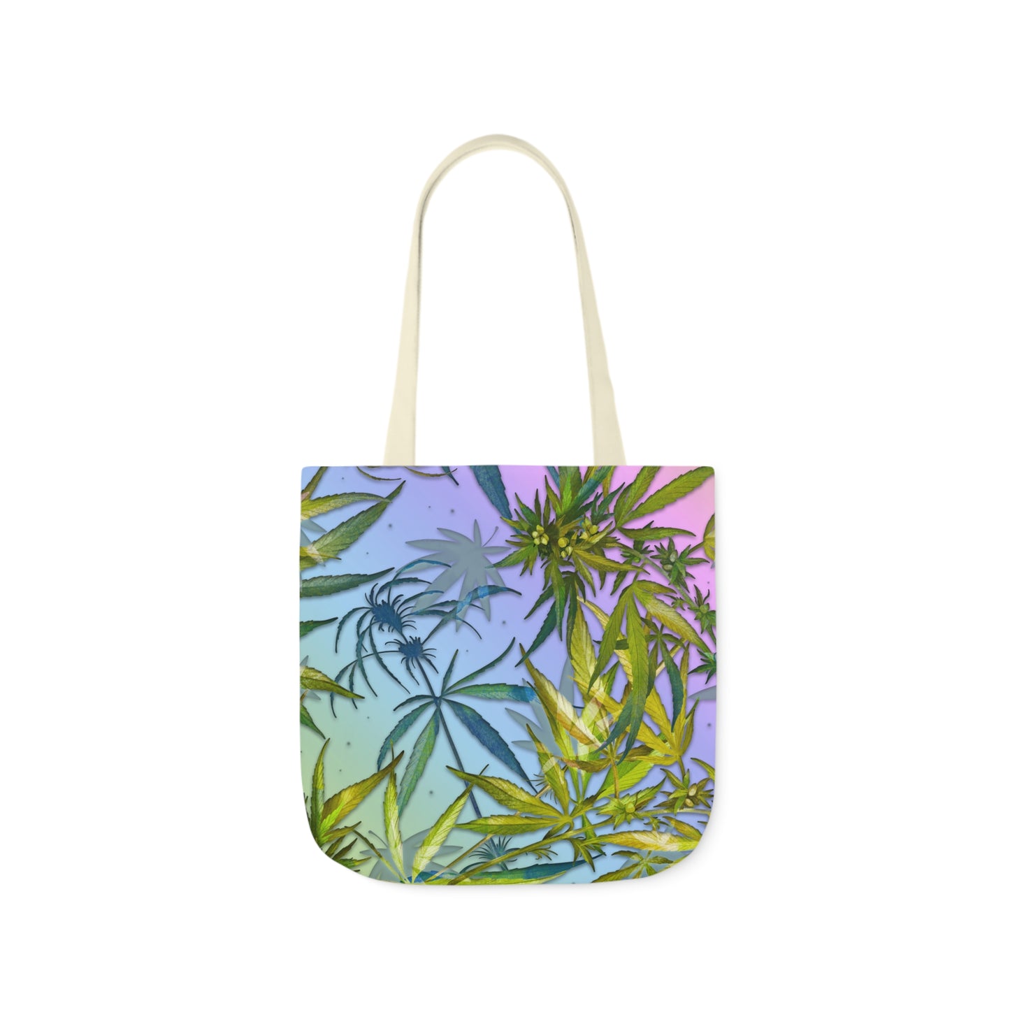 Sassy Pink And Green 420 Weed Marijuana Leaf Polyester Canvas Tote Bag (AOP)