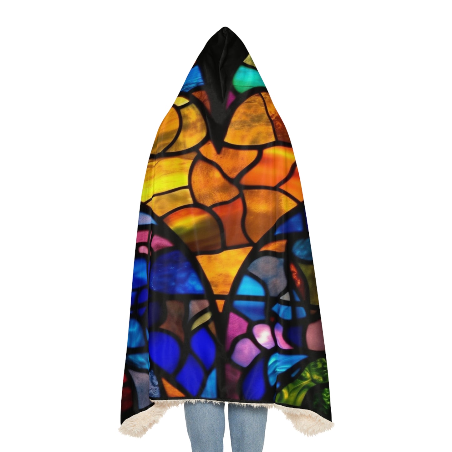 Stained Glass Blue Background Amazing Yellow Heart Snuggle Blanket