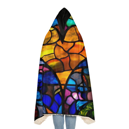 Stained Glass Blue Background Amazing Yellow Heart Snuggle Blanket