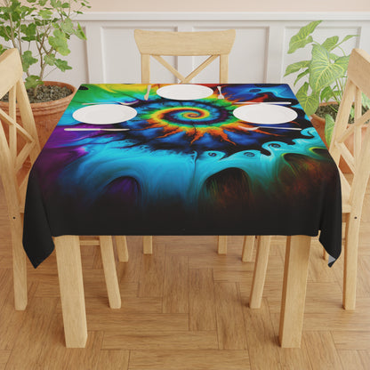 Bold And Beautiful Tie Dye Style 1 With Black Background Tablecloth