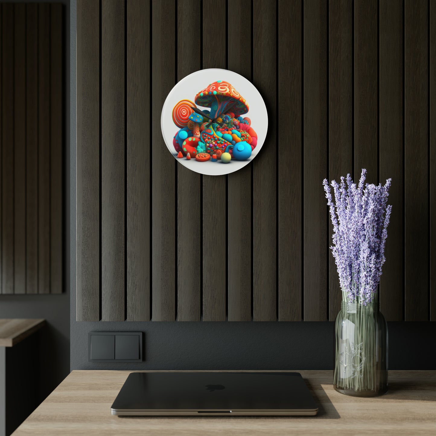 Hippie Mushroom Color Candy Style Design Style 1 Acrylic Wall Clock