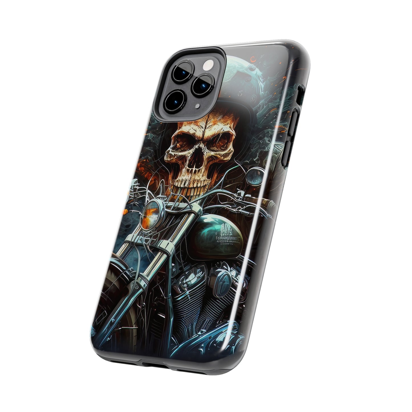 Skull Motorcycle Rider, Ready to Tear Up Road On Beautiful Bike 9 Tough Phone Cases