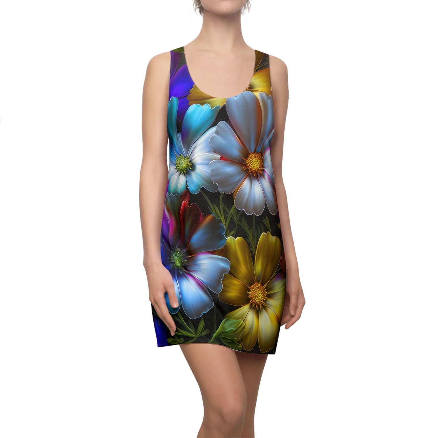 Bold & Beautiful & Metallic Wildflowers, Gorgeous floral Design, Style 5 Women's Cut & Sew Racerback Dress (AOP)