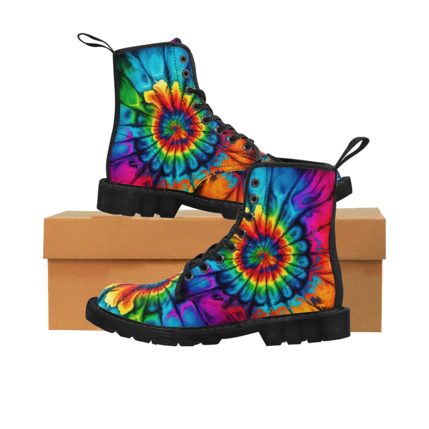 Bold And Beautiful Tie Dye Style Two Men's Canvas Boots