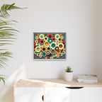 Gathered Circles, Matte Canvas, Framed (Multi-color)