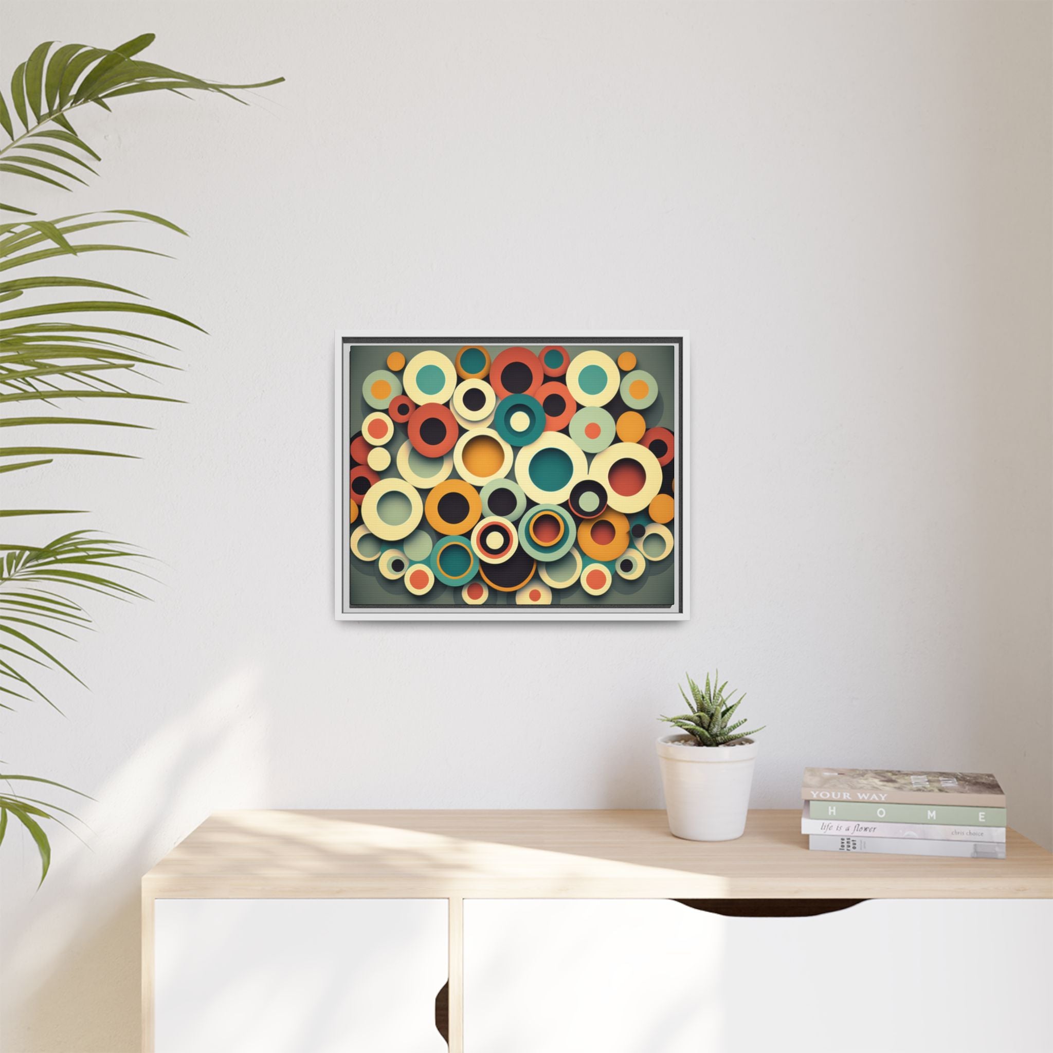 Gathered Circles, Matte Canvas, Framed (Multi-color)