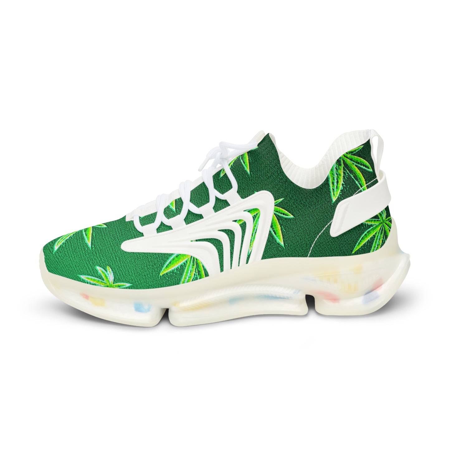 Classic Green Marijuana Leave Men's Mesh Sneakers