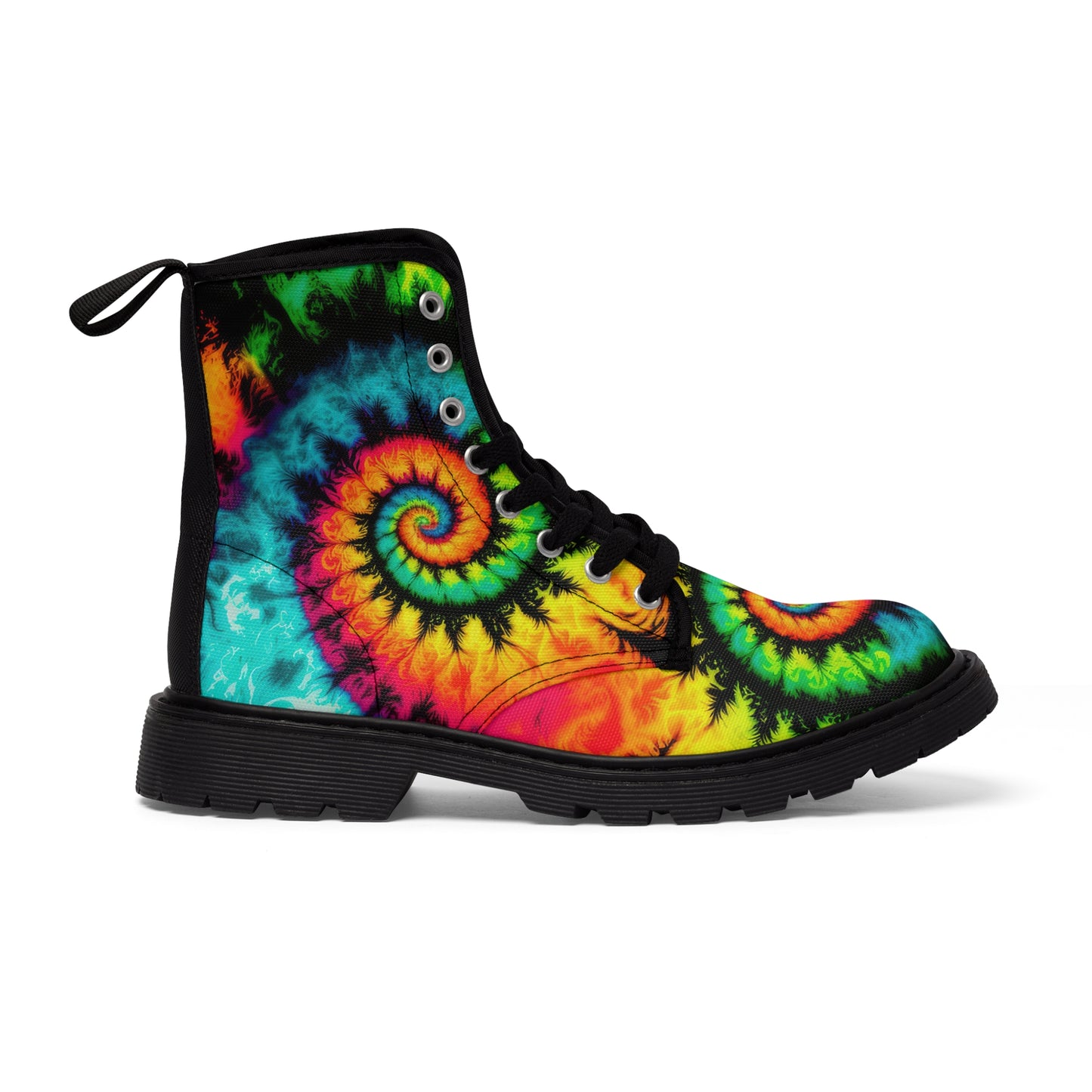 Bold And Beautiful Tie Dye Style Three Men's Canvas Boots