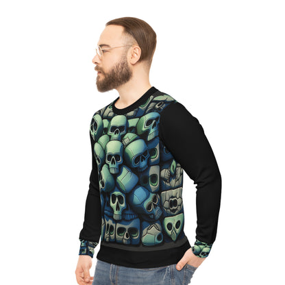 Metallic Chrome Skulls and classic Designed Background Style 10 Lightweight Sweatshirt (AOP)