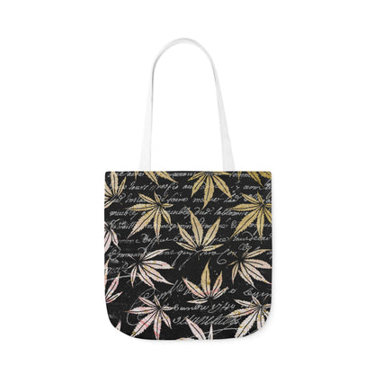 Gold And Black 420 Weed Marijuana Leaf Polyester Canvas Tote Bag (AOP)