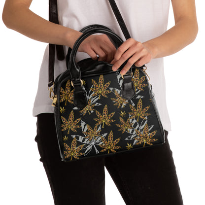 Gold And Zebra Marijuana Pot Weed Leaf 420 Marijuana Shoulder Handbag