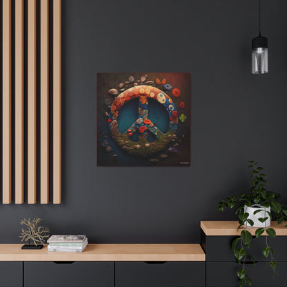 Beautiful Forest Round Peace Sign Canvas Gallery Wraps