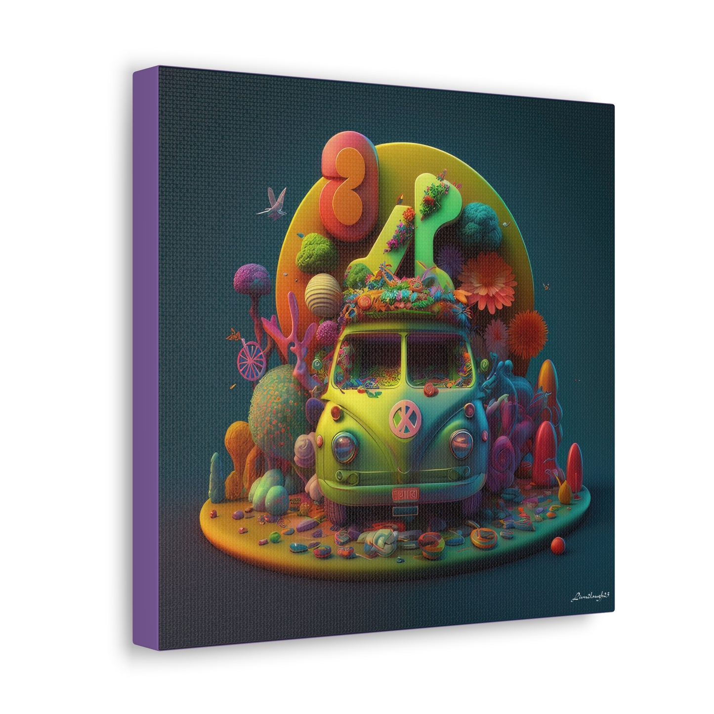 Gummie- Candy Hippie Bus Floral Bliss Canvas Gallery Wraps