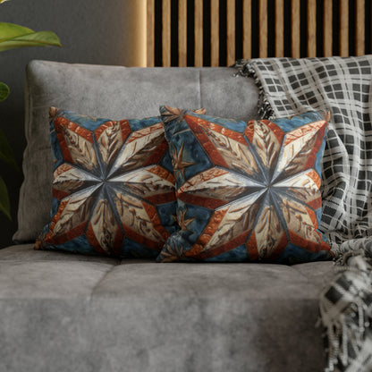 Beautiful Stars Abstract Star Style Orange, White And Blue Spun Polyester Square Pillow Case