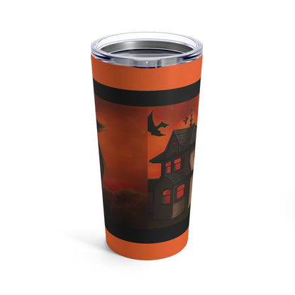 Horned Lady With Gorgeous Moon Mystic Fall Night With Spooky House Tumbler 20oz