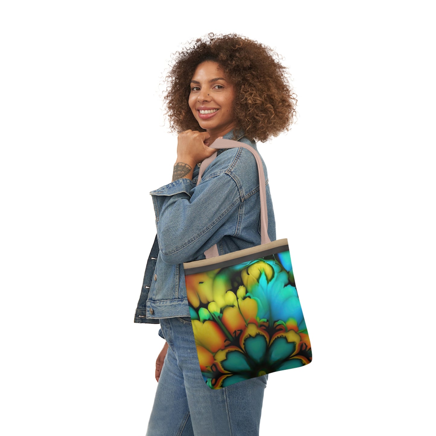Bold And Beautiful Tie Dye B 3 Blue Yellow Polyester Canvas Tote Bag (AOP)