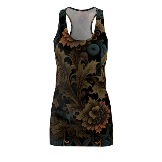 Gothic Bold & Beautiful flower floral Style 7 Women's Cut & Sew Racerback Dress (AOP)