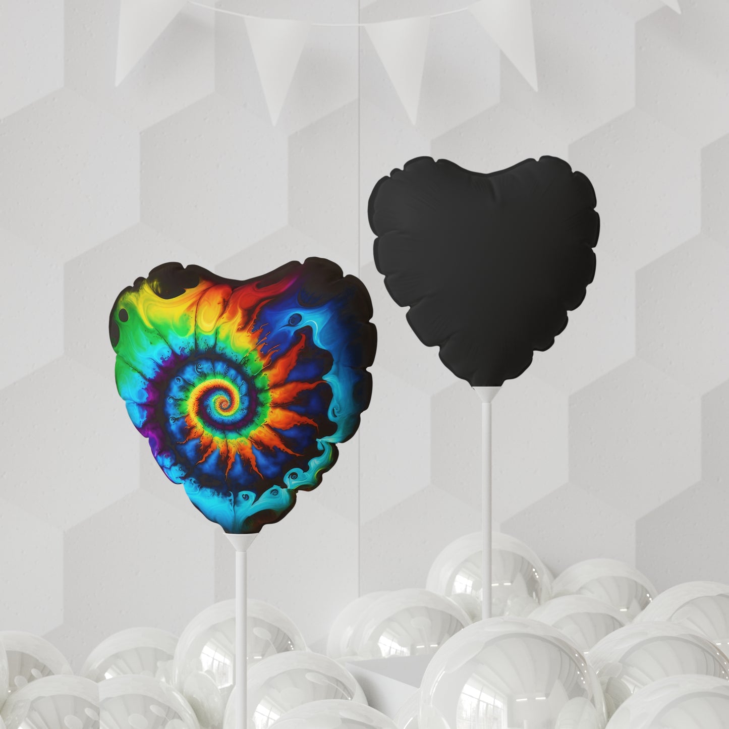 Bold And Beautiful Tie Dye Style One Balloon (Round and Heart-shaped), 11"