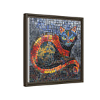 Mystic Shadows: The Enigmatic Cat, Framed Mosaic Cat Art Print — Colorful Modern Wall Canvas