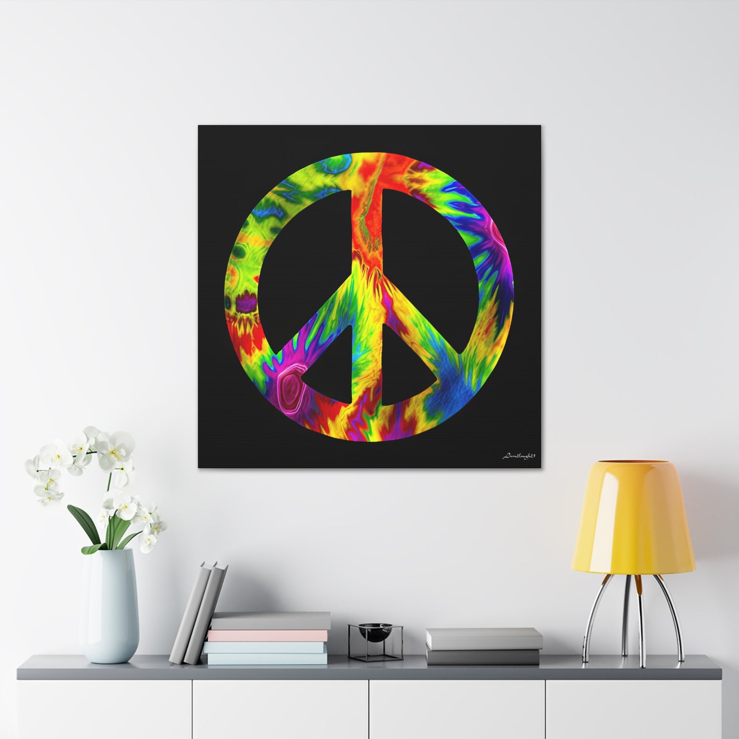 Coolio Tie Dye Hippie Peace Sign 6 Canvas Gallery Wraps