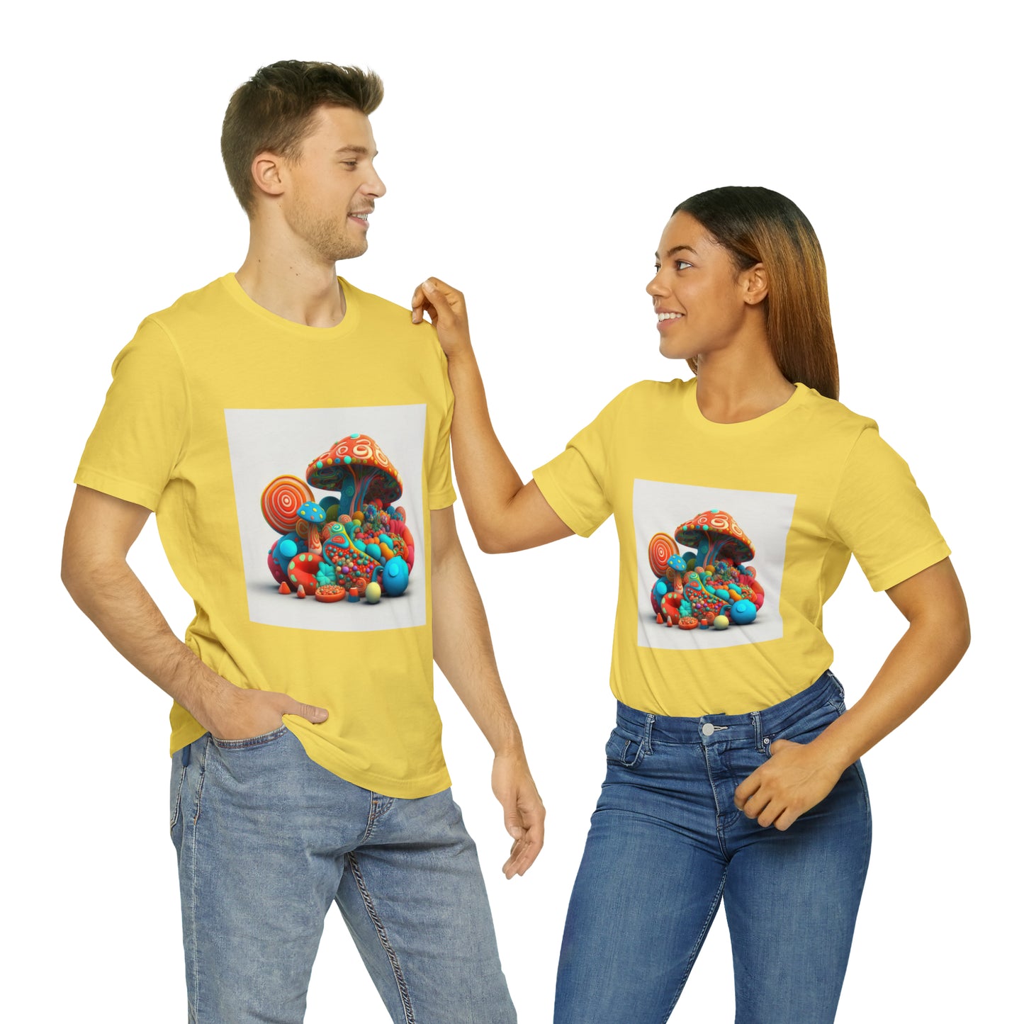 Hippie Mushroom Color Candy Style Design Style 1Unisex Jersey Short Sleeve Tee