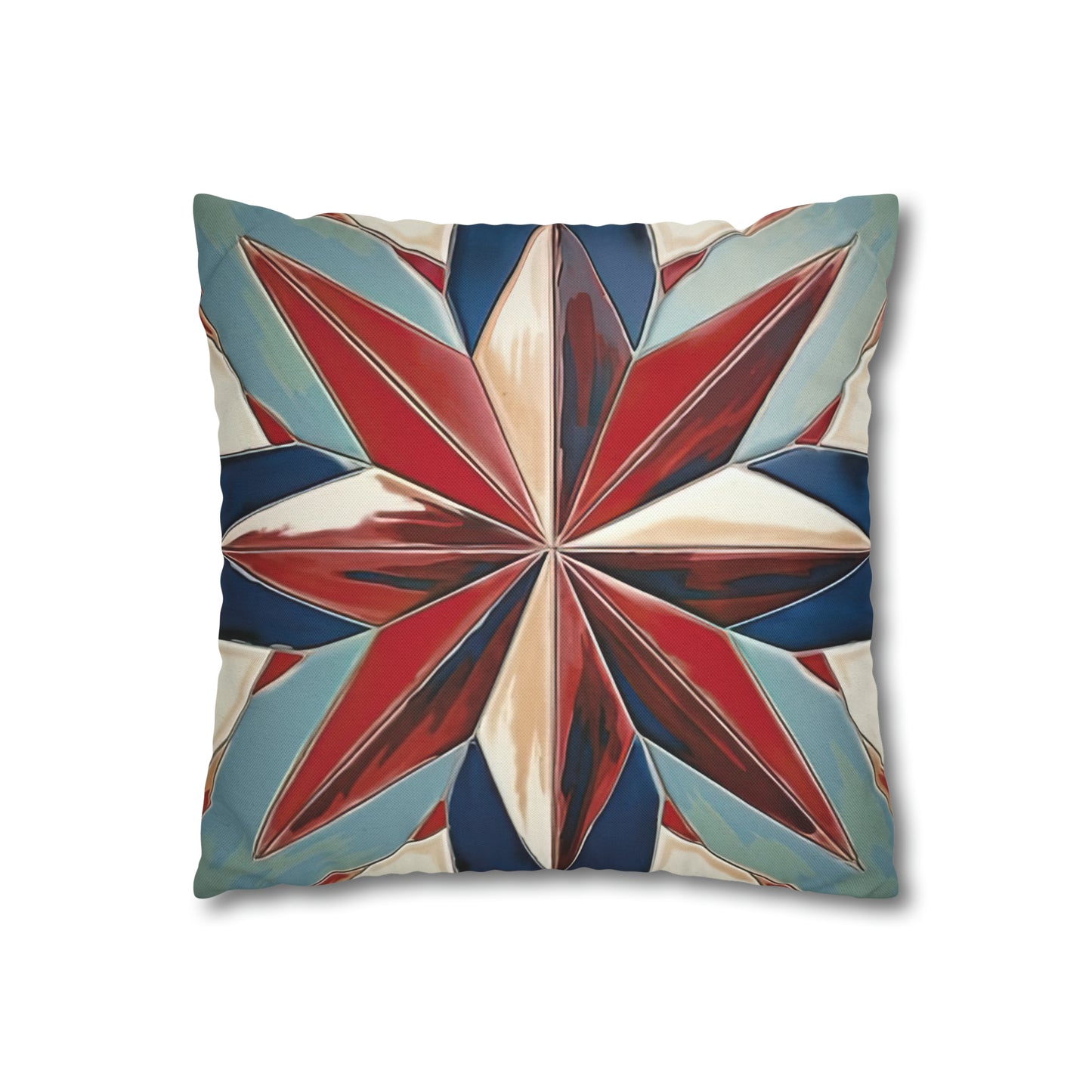 Beautiful Stars Abstract Star Style Red, White, And Blue Spun Polyester Square Pillow Case