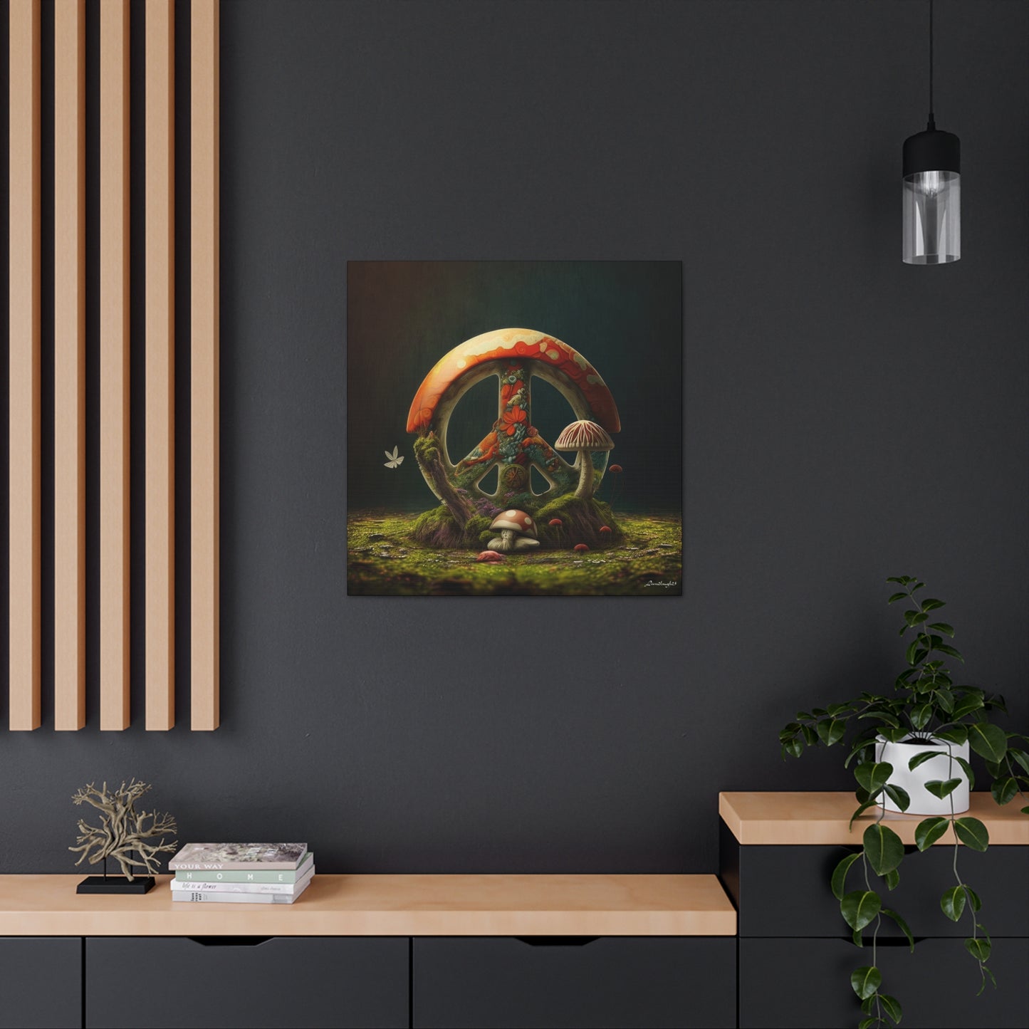 Beautiful Forest Round Peace Sign 6 Canvas Gallery Wraps