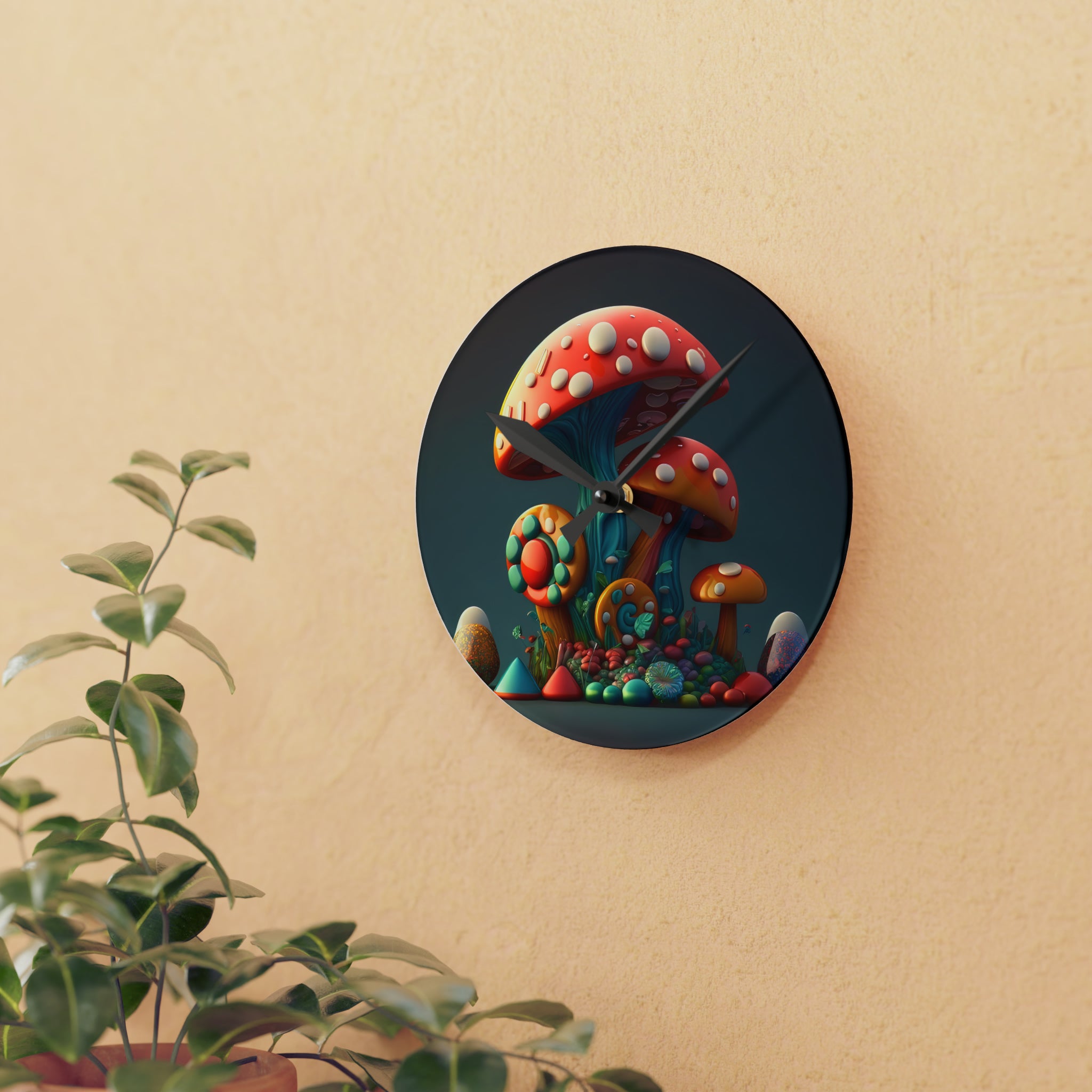 Hippie Mushroom Color Candy Style Design Style 4 Acrylic Wall Clock