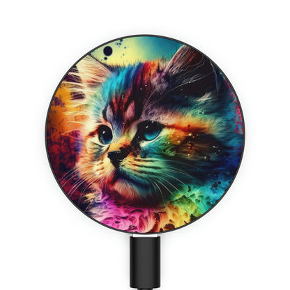 Bold And Beautiful Tie Dye Sassy Furry Cat 6 Magnetic Induction Charger