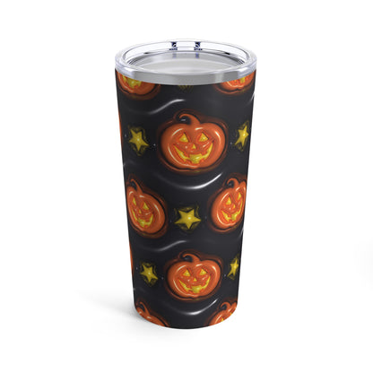 Orange Halloween Pumpkins With Yellow Stars With Black Background 3-D Puffy Halloween by  Mulew Art Tumbler 20oz