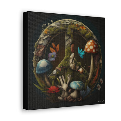 Beautiful Forest Round Peace Sign 5 Canvas Gallery Wraps