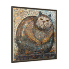 "Serene Mosaic Cat", Framed Mosaic Cat Art Print — Colorful Modern Wall Canvas