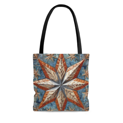 Beautiful Stars Abstract Star Style Orange, White And Blue Tote Bag (AOP)
