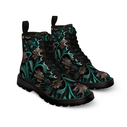 Gothic Bold & Beautiful flower floral Style 2 Men's Canvas Boots