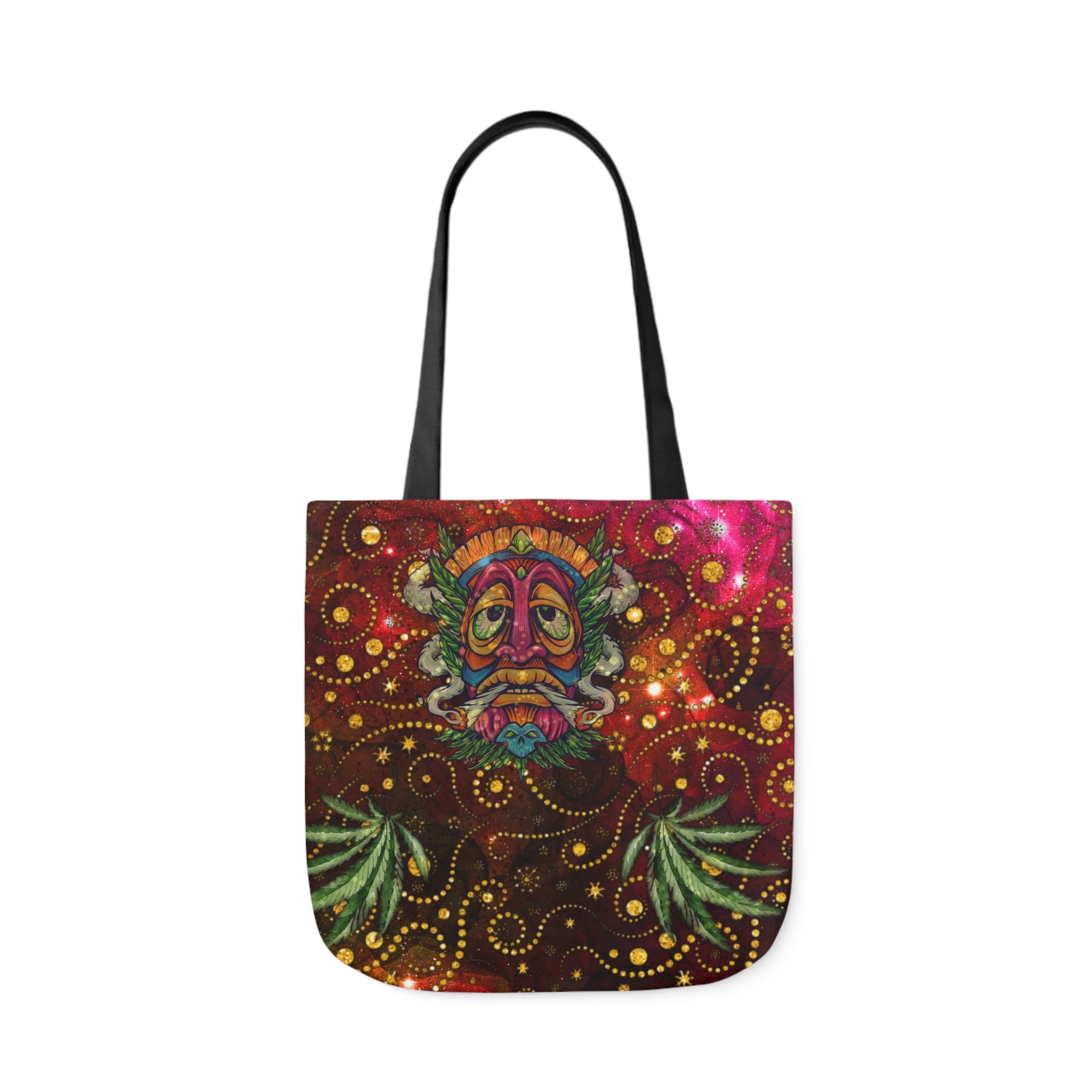 Groovy Island Man Smoking With Marijuana Pot Weed 420 Hands Polyester Canvas Tote Bag (AOP)