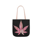 Sassy Single Pink Marijuana 420 Weed Leaf With Black Background Polyester Canvas Tote Bag (AOP)